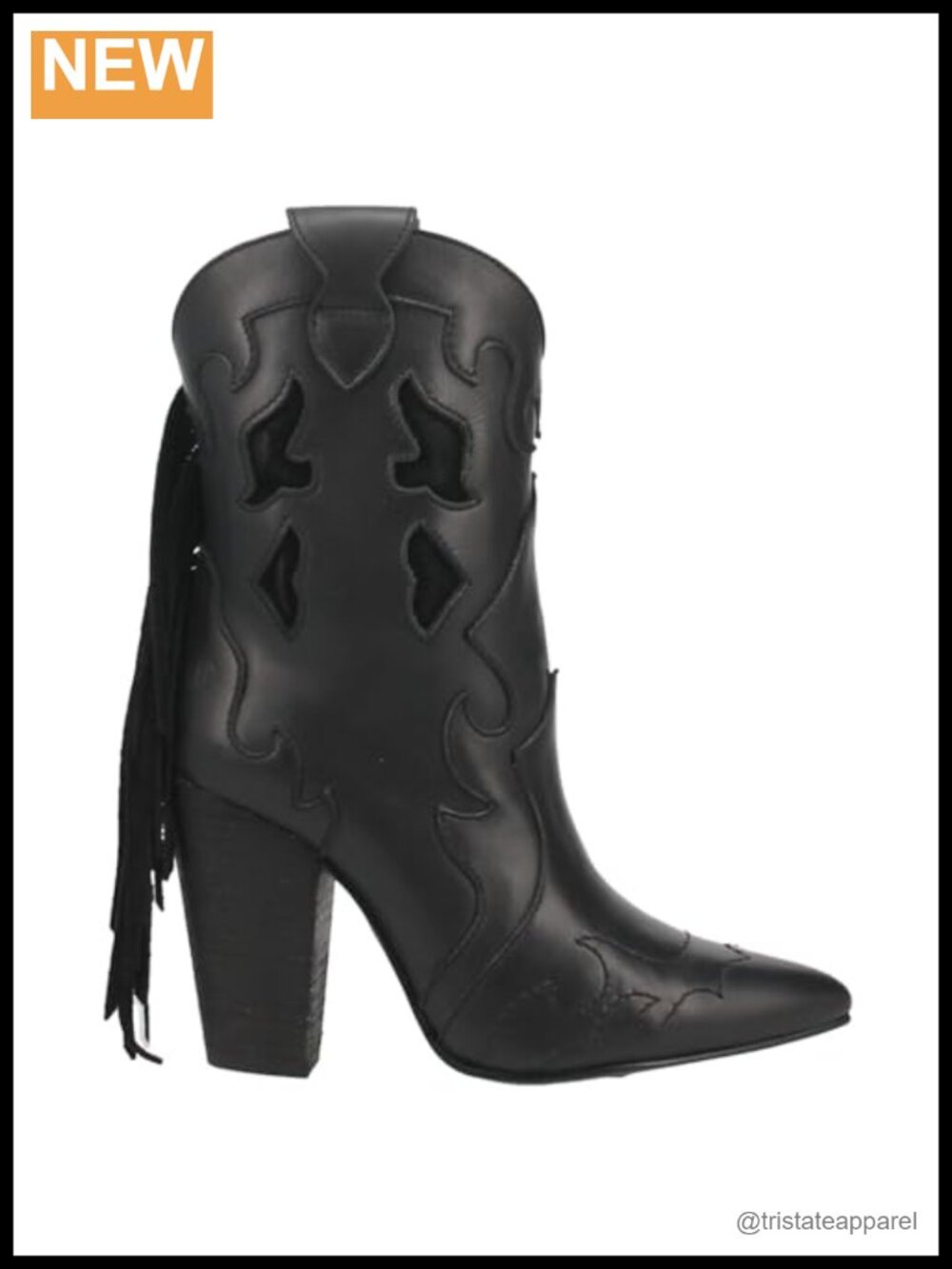 Dingo Leather Ankle Booties Snip Toe Block Heel Fringe Pull-On